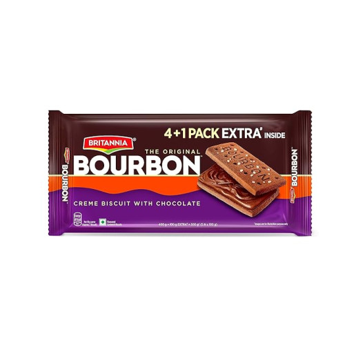 Britannia The Original Bourbon - Creme Biscuit with Chocolate | Buy 4 Get 1 Free | 500gm |