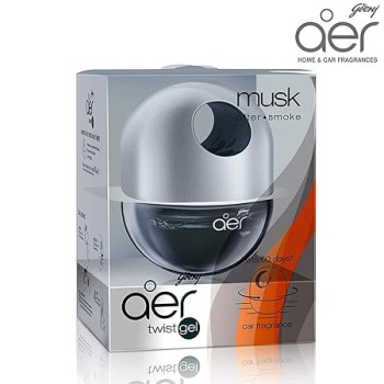 Godrej Aer twist, Car Air Freshener, Long-lasting, Spill-proof - Musk After Smoke (45g)