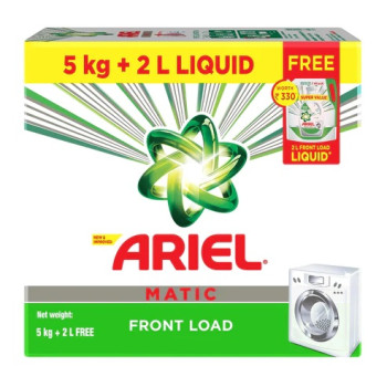 Ariel Matic Front Load Detergent Powder 5kg + 2L free
