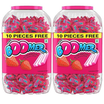 Boomer Chewing Gum, Blueberry Flavoured Bubble Gum jar
