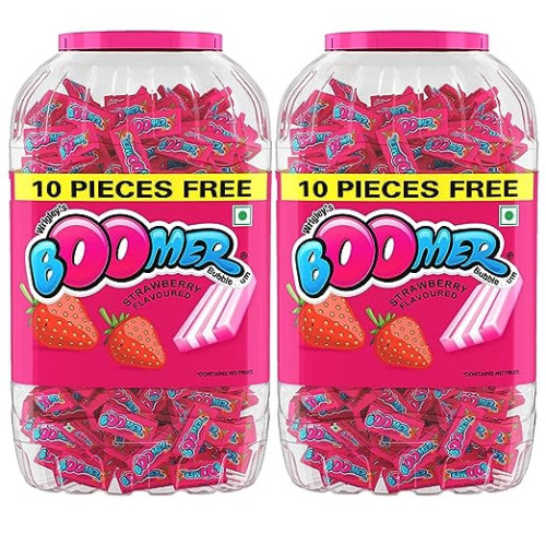 Boomer Chewing Gum, Blueberry Flavoured Bubble Gum jar