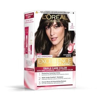 L’Oréal Paris Excellence Creme Hair Color, 3 Dark Brown/Natural Darkest Brown 