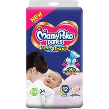 Mamypoko Standard Diaper NB 34 Pants, upto 5kg.