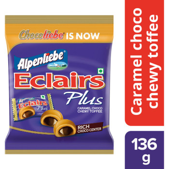 Alpenliebe Eclairs Plus Choco Caramel Chewy Toffee 136 g