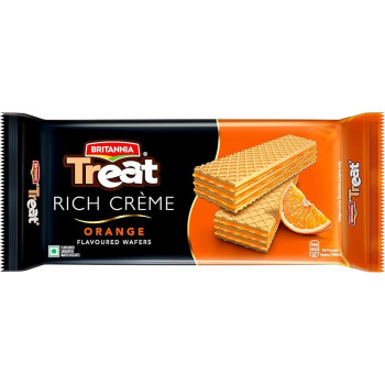 Britannia Treat Crème Wafers - Orange Flavoured Wafer Biscuit | 55 gm