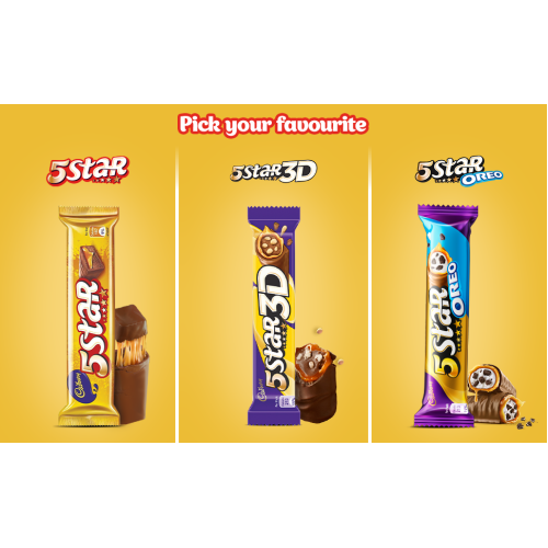 Cadbury 5 Star 3D Chocolate Bar, 22g