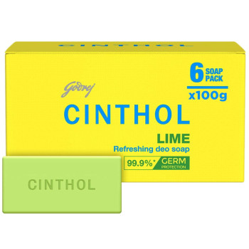 Chinthol Lime Soap, 100g (Pack of 9) - 99.9% Germ Protection 