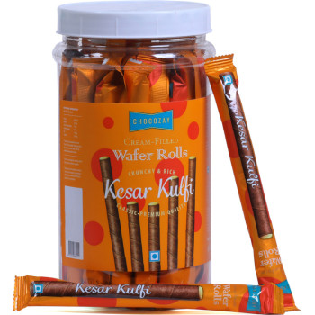 Chocozay kesar kulfi wafer rolls 