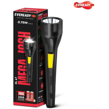 EVEREADY Mega Josh Dl 47 0.75W LED Torch  (Black, 19.7 cm)
