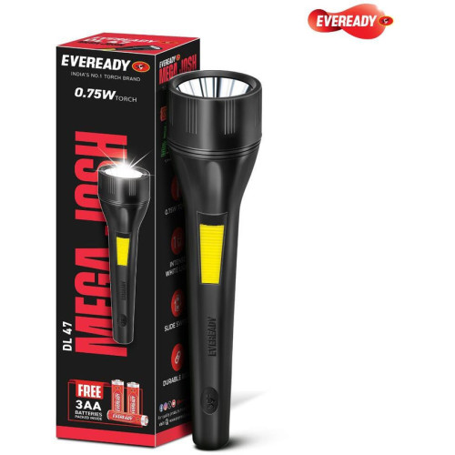 EVEREADY Mega Josh Dl 47 0.75W LED Torch  (Black, 19.7 cm)