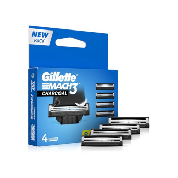 Gillette Mach3 Charcoal Men Shaving Razor Blades - 4S Pack