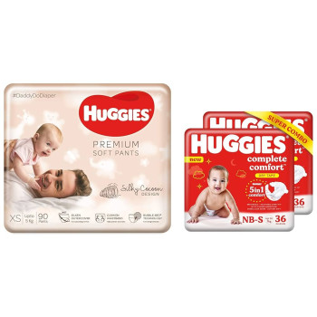 Huggies Complete Comfort Wonder Pants | Pant Style Baby Diapers Newborn / XS Size, 8 pcs 
