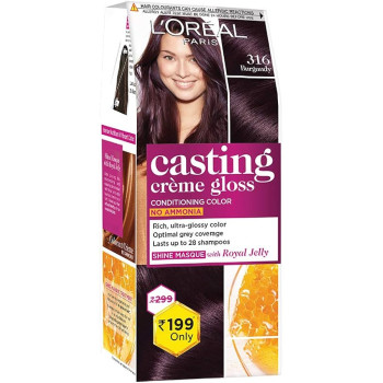 L'Oreal Paris Casting Crème Gloss Small Pack Hair Colour, 316 Burgundy, 