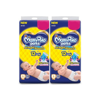 MamyPoko Pants All Night Absorb Baby Diapers, Medium (L), 44 Count 7-12 kg