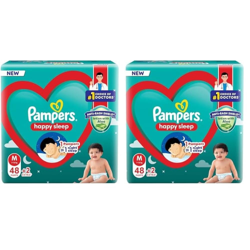 MamyPoko Pants All Night Absorb Baby Diapers, Medium (M), 48 Count 7-12 kg