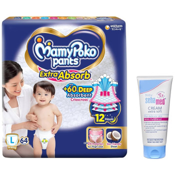MamyPoko Pants Extra Absorb Diapers, New Born,For Unisex Baby (Pack of 64)