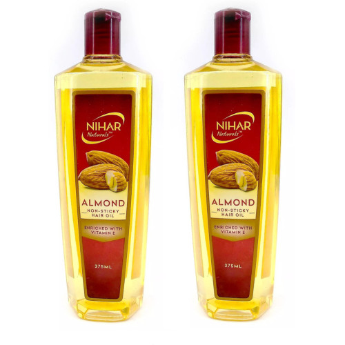 NIHAR NATURALS ALMOND NON STICKY HAIR OIL 375ML