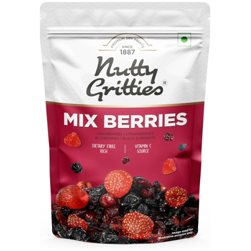Nutty Gritties Premium Mix Berries 200g - Dried Cranberries, Blueberries, Strawberries, Black Currants