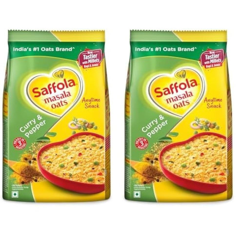 Saffola Masala Oats  Classic Masala  Tasty, Anytime Snack Ready In 3 Mins | Millets Goodness- With Bajra & Jowar 500G ..