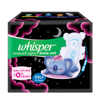 Whisper Bindazzz Night Koala Soft Sanitary Pads 8 With Wings( XXXL+)
