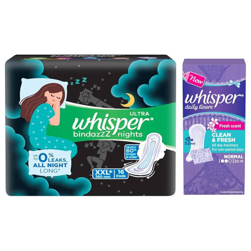 Whisper Bindazzz Nights 16 XXL+ Sanitary Pads