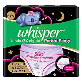 Whisper Bindazzz Nights Period Panties Sanitary Pad  (Pack of 6)