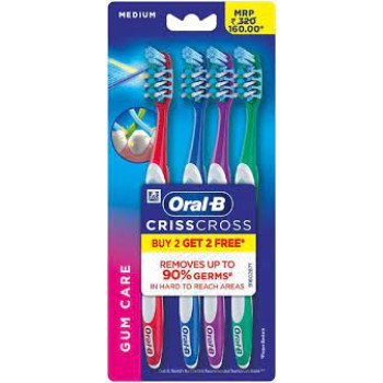 Oral-B Criss Cross Anti-Plaque Indicator Medium Toothbrush B 2 G 2 Free