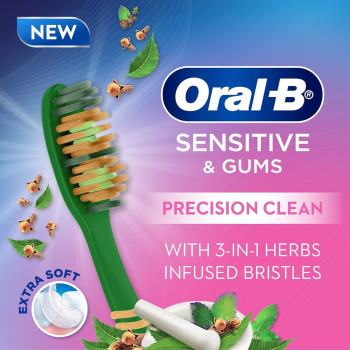 Oral-B Sensitive & Gums Precision Clean Toothbrush 3 in 1 herbs infused bristles 