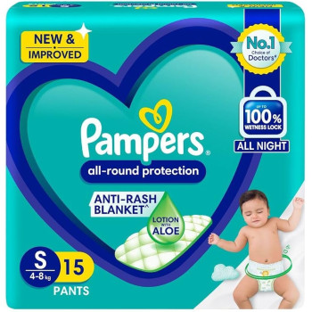 Pampers All-Round Protection Diaper Pants (S, 4-8kg) 15 Count.