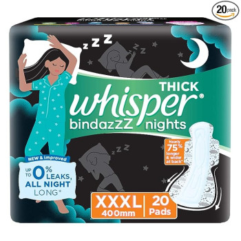 Whisper Bindazzz Night Sanitary Pads|20 Thick Pads
