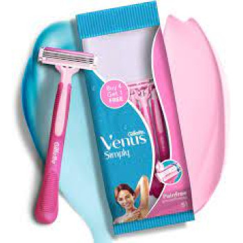 Gillette Venus Simply Venus Pink Hair Removal for Women - 5 razors (Buy 4,Get 1 free)