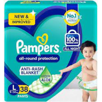Pampers Baby Dry Pants (L) 9 - 14 kg, 38 count.