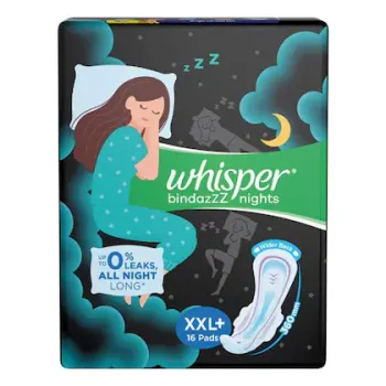 Whisper Bindazzz Nights Sanitary Napkin with Wings (XXL+) 16 pads