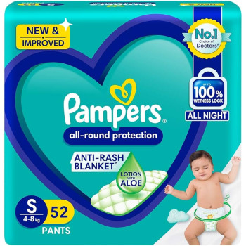 Pampers All-Round Protection Diaper Pants (S, 4-8kg) 52 Count.