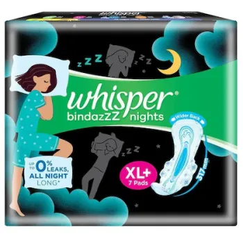 Whisper Bindazzz Nights Sanitary Napkin with Wings (XL+ ) 7 pads