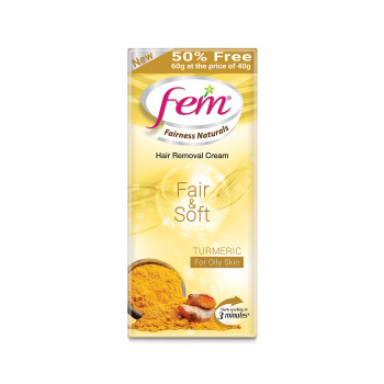 Fem Fairness Naturals Hair Removal Cream Fair and Soft Turmeric For Oily Skin - 60 g.