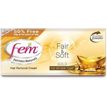 Fem Fairness Naturals Hair Removal Cream Fair and Soft Gold For All Skin Types - 60 g.