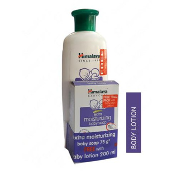 Himalaya Baby Lotion 200ml, With Moisturizing Baby Soap 75g Free.