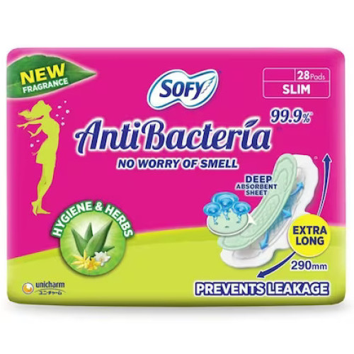 Sofy Antibacterial Hygiene & Herbs Slim Sanitary Napkins (XL) 28 Pads